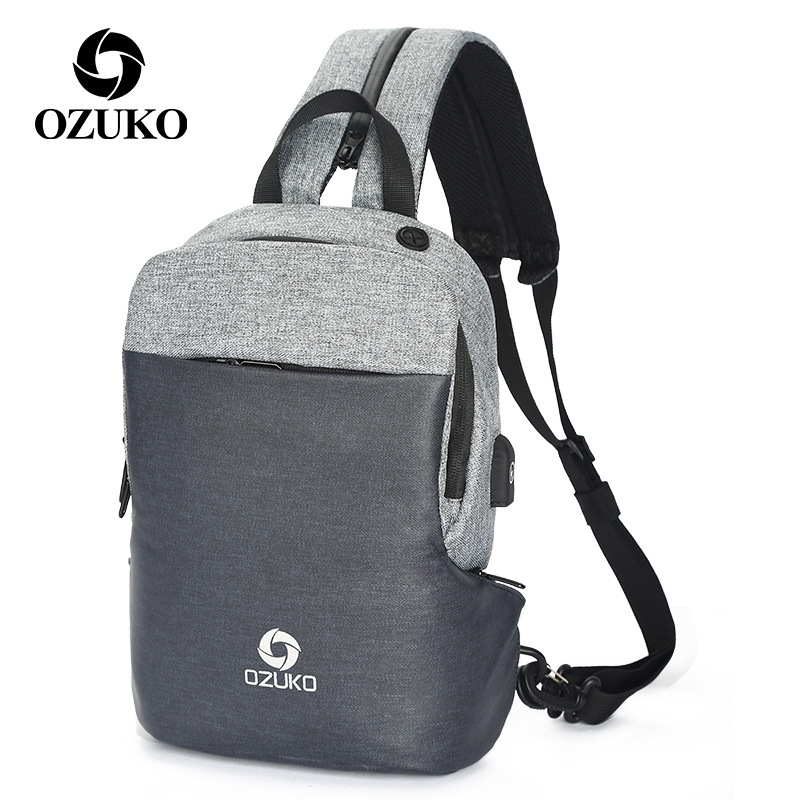 Zaino Sling Bag Multifunzione OZUKO - Antifurto, Impermeabile Con USB Per Uomo - Foto 11