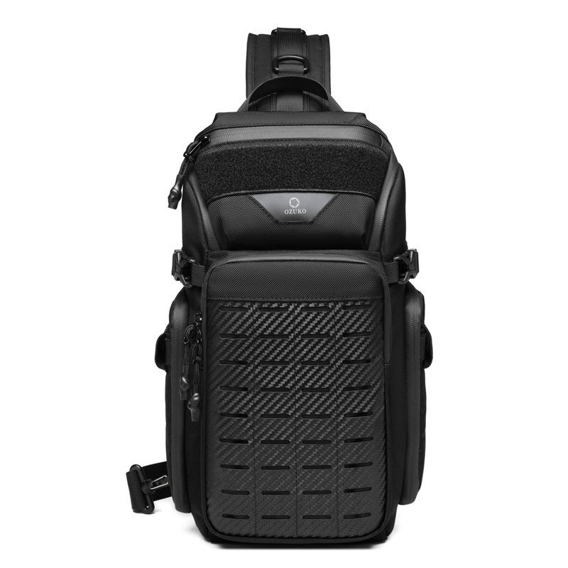 OZUKO 9680 Waterproof Single Shoulder Bag For Men Daily Fashion Crossbody Can Fit Camera Tripod Portable Street Style Chest Bag